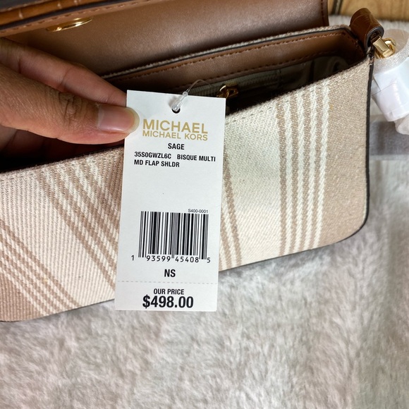 michael kors medium striped canvass shoulder bag - Picture 5 of 6